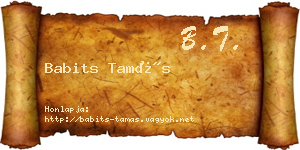 Babits Tamás névjegykártya